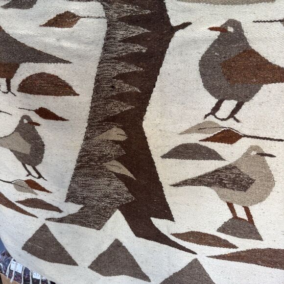 Tree of Life Kilim Birds Rug Wool Tapestry Art Woven Egyptian Pictorial MCM - Picture 8 of 11